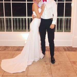 Two piece, white, mermaid prom dress